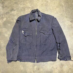 Vintage 40s Navy Wool Bomber Workwear Jacket